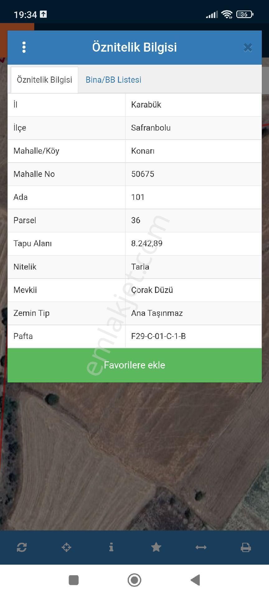  WİSREM SAFRANBOLUDAN KONARIDA SATILIK YATIRIMLIK TARLA